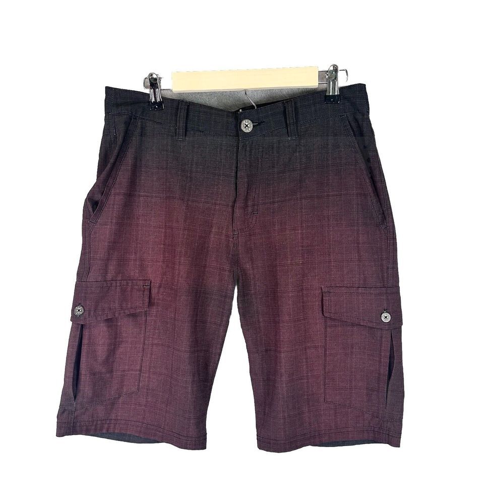 BKE Hybrid Shorts Adult 30 Red Black Ombre Cargo Standard Fit‎ Chino Performance